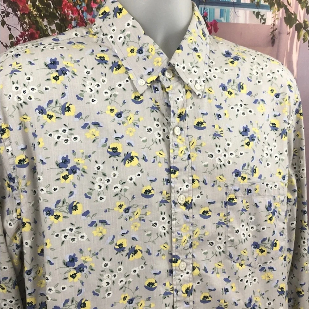 J. Crew Gray Floral Button Down Shirt